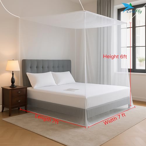 Evafly Mosquito Net for Double Bed | Foldable Machardani (Without Frame) | Strong Polyester & Breathable mesh 7 x 7 ft | Easy to Setup, Lightweight, Portable & Ideal for Daily Usage - Full White - Image 2