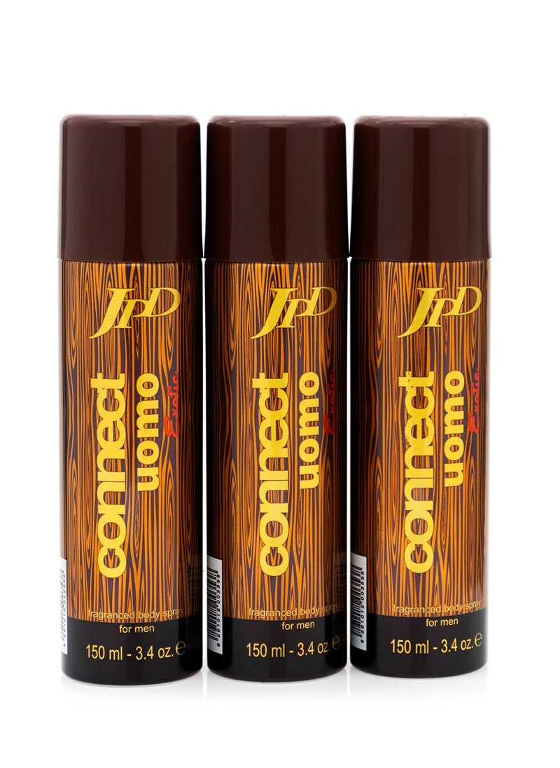 Jean Paul Dupont Connect Uomo Exotic 3Pcs Promo Pack Body Spray For Men 150ml  - Image 3