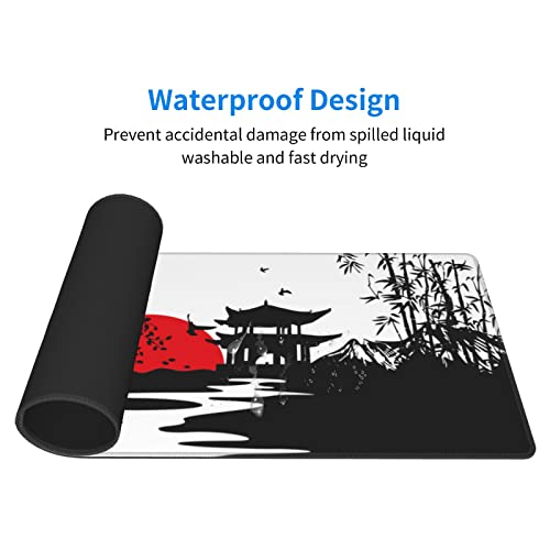 Echoserein Black and Red Japanese Landscapes Gaming Mouse Pad Large XL Desk Mat Long Extended Pads Big Mousepad for Home Office Decor Accessories 31.5 X 11.8 Inch - Image 4
