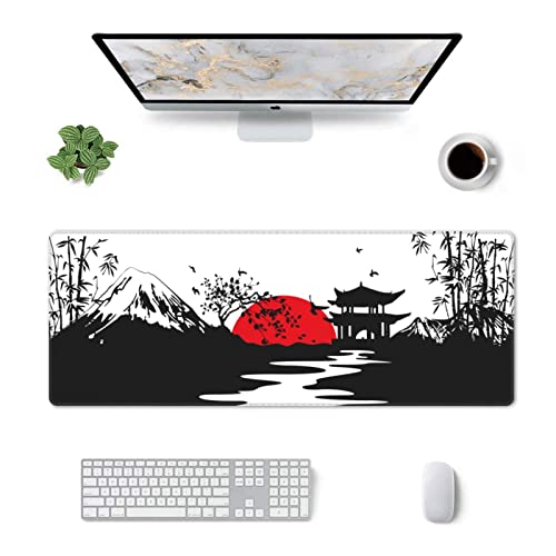 Echoserein Black and Red Japanese Landscapes Gaming Mouse Pad Large XL Desk Mat Long Extended Pads Big Mousepad for Home Office Decor Accessories 31.5 X 11.8 Inch - Image 2