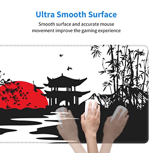 Echoserein Black and Red Japanese Landscapes Gaming Mouse Pad Large XL Desk Mat Long Extended Pads Big Mousepad for Home Office Decor Accessories 31.5 X 11.8 Inch - Image 5