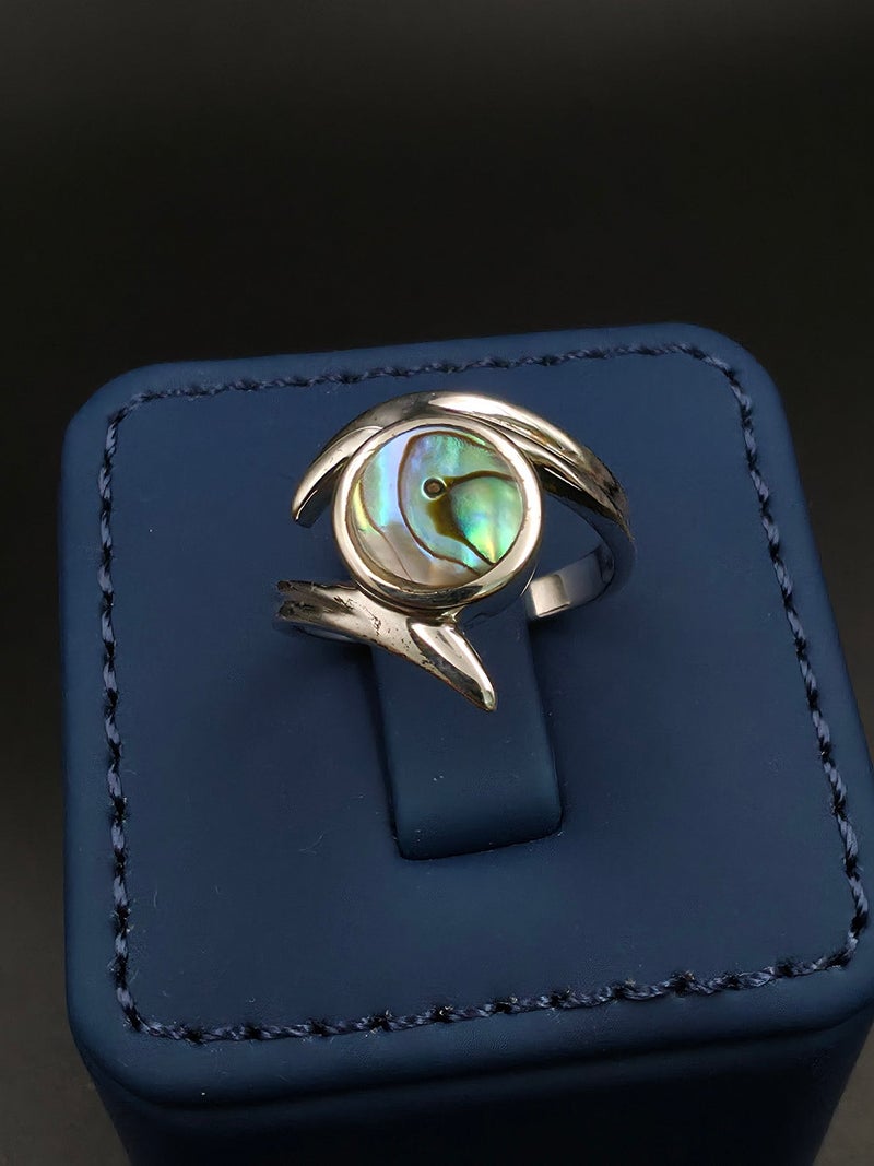 Kanira Premium 925 Sterling Silver Sunburst Pinwheel Ring with Abalone Shell | Minimalist Ring for Women | KANIRA | Size 7 - Image 2