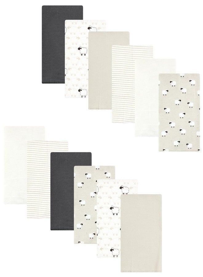 Luvable Friends Hudson Baby Flannel Burp Cloths 12pk, Beige Sheep - Image 1