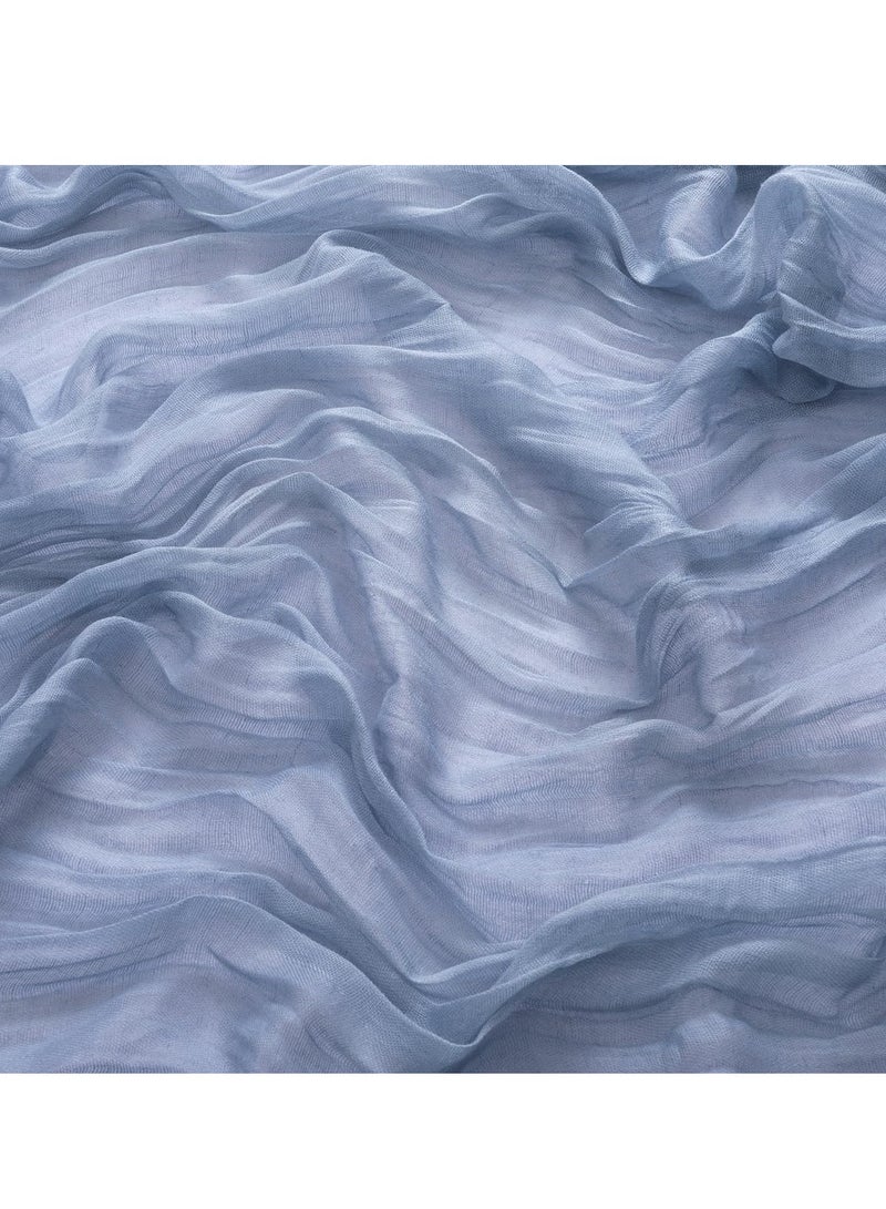 FLYROAD Gray Blue Spring and Summer Coarse Cotton Table Runner Bohemian Country Gauze 90*300cm Coarse Cotton Table Runner Suitable for Wedding Party Baby Baptism Birthday Home Decoration Holiday Decoration - Image 3