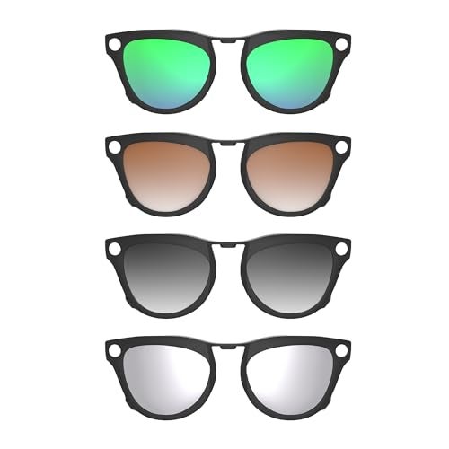 HIBLOKS 4Pcs Polarized Clip-on for Ray-Ban Meta Skyler & Gen 2 (RW4010/RW4014 52-20), Black Frame Discoloration Clips for RayBan Skyler Protect Your Eyes, Cool and Fashion(Silver, Grey, Brown, Green) - Image 1