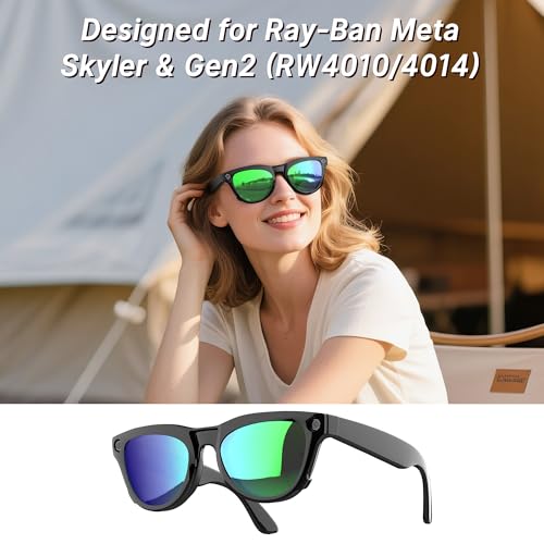 HIBLOKS 4Pcs Polarized Clip-on for Ray-Ban Meta Skyler & Gen 2 (RW4010/RW4014 52-20), Black Frame Discoloration Clips for RayBan Skyler Protect Your Eyes, Cool and Fashion(Silver, Grey, Brown, Green) - Image 3
