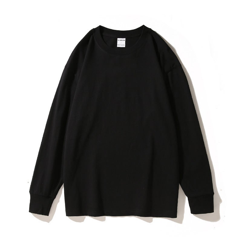 2024 Men'S Fashion Brand Fashionable Men'S And Women'S T-Shirt Cuff Thread Solid Color Light Plate Long Sleeve T-Shirt Spring Base Shirt - Image 1