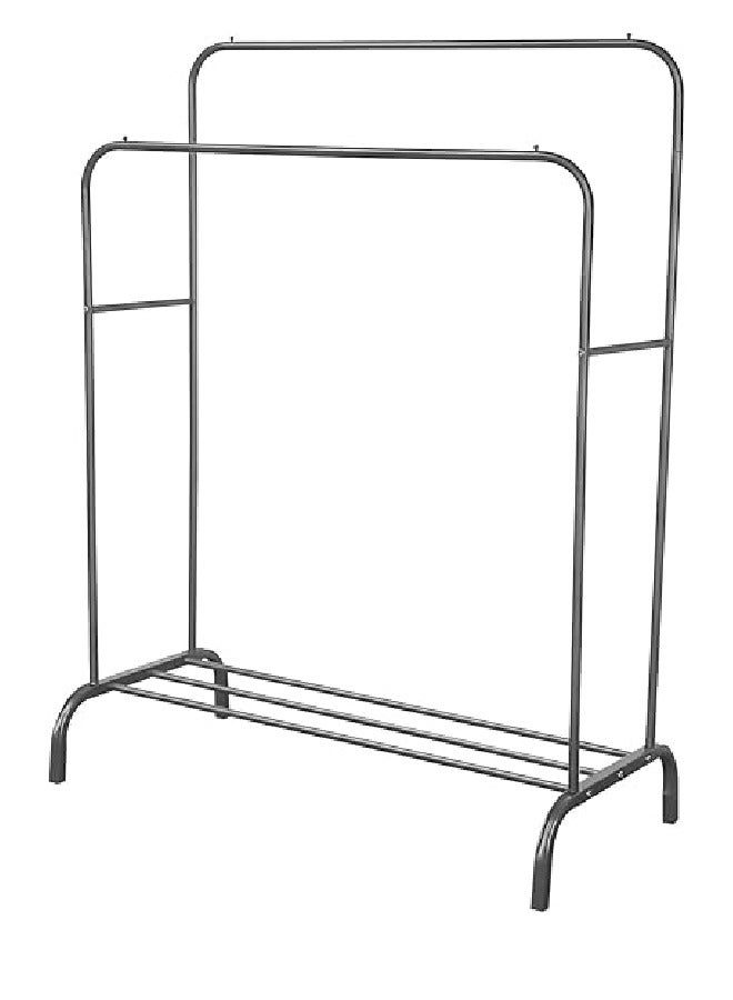 Double Rail Metal Clothes Rack – Heavy Duty Garment Organizer with Two Hanging Bars and Bottom Shelf – Rust-Resistant, Easy to Assemble – For Home or Store Use - Image 2