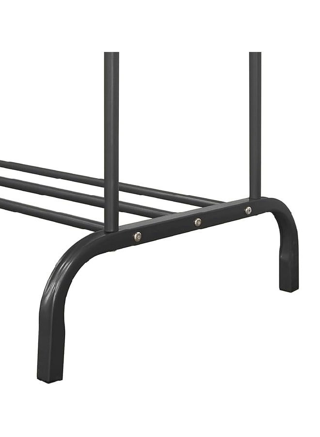 Double Rail Metal Clothes Rack – Heavy Duty Garment Organizer with Two Hanging Bars and Bottom Shelf – Rust-Resistant, Easy to Assemble – For Home or Store Use - Image 3