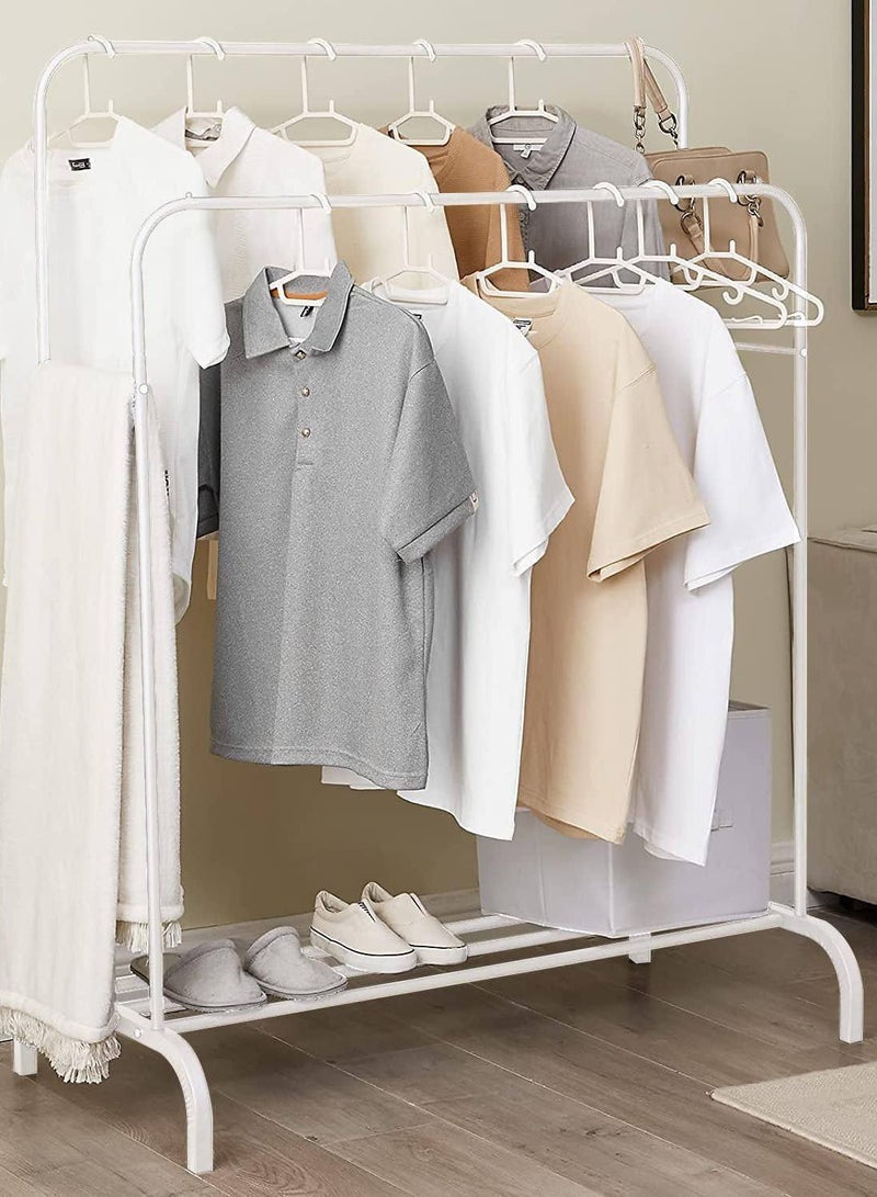 Double Rail Metal Clothes Rack – Heavy Duty Garment Organizer with Two Hanging Bars and Bottom Shelf – Rust-Resistant, Easy to Assemble – For Home or Store Use - Image 4