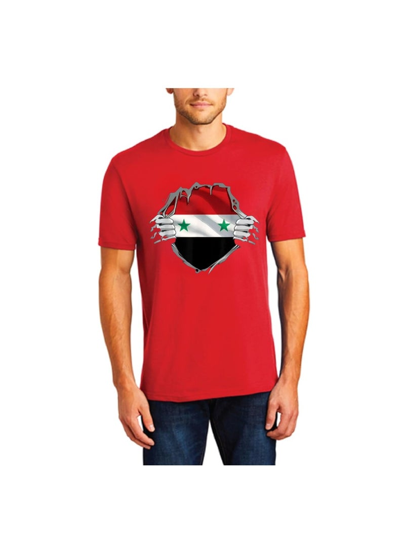 PRINTSHOP4ME Syria Adult Mens T-Shirt–Comfortable And Soft Cotton Round Neck And Short Sleeve Tshirt-Perfect For Sports,Events And Casual Outings - Image 1