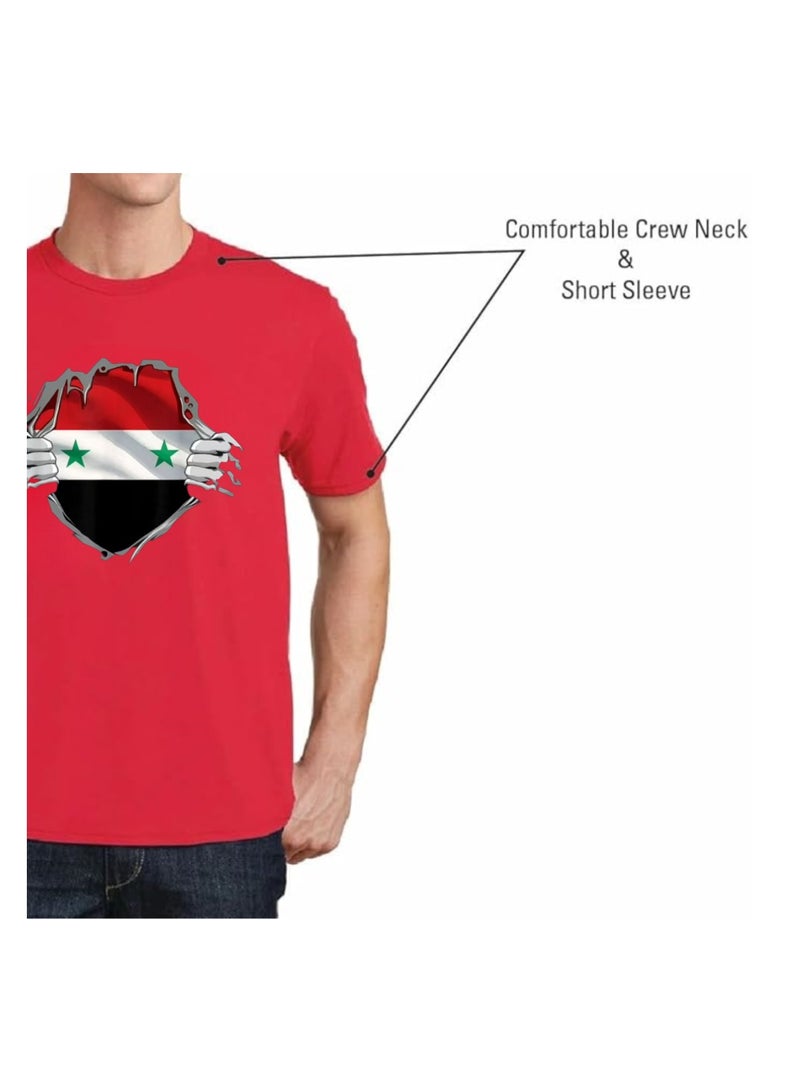 PRINTSHOP4ME Syria Adult Mens T-Shirt–Comfortable And Soft Cotton Round Neck And Short Sleeve Tshirt-Perfect For Sports,Events And Casual Outings - Image 5