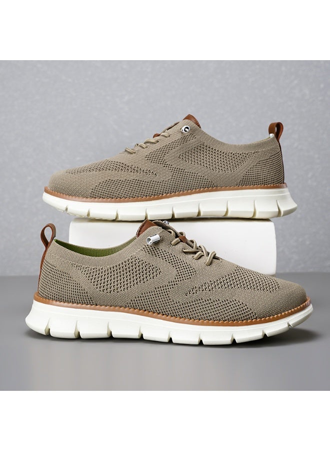 NIBEMINENT أحذية رياضية رجالية كاجوال كبيرة الحجم خفيفة ومريحة ذات نعل سميك موضة مصنوعة من القماش المنسوج الطائر سطح شبكي - Image 1