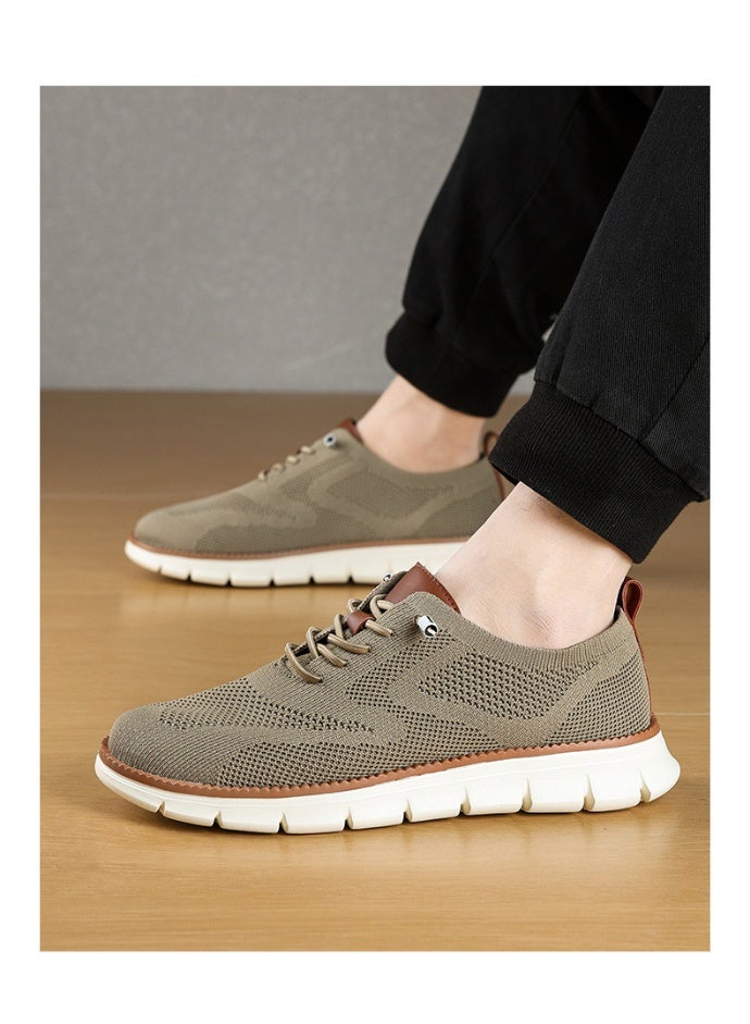 NIBEMINENT أحذية رياضية رجالية كاجوال كبيرة الحجم خفيفة ومريحة ذات نعل سميك موضة مصنوعة من القماش المنسوج الطائر سطح شبكي - Image 2