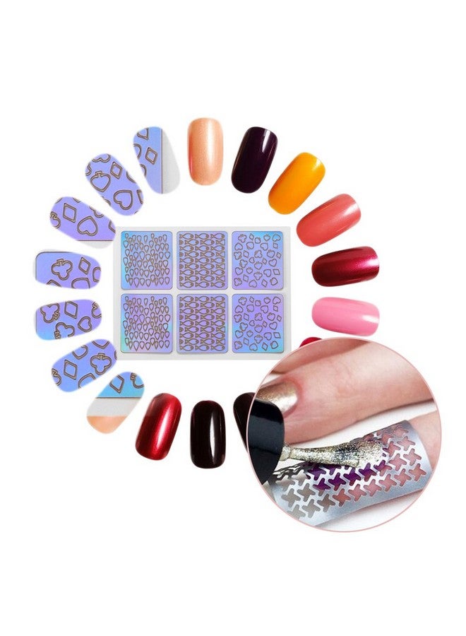 HUNCHA 24Pcs Nail Art Self-Adhesive Stencil Stickers Set Waterproof Salon Nail Stamping Printing Image Stamps Guides Decoration Manicure Tool - Image 2