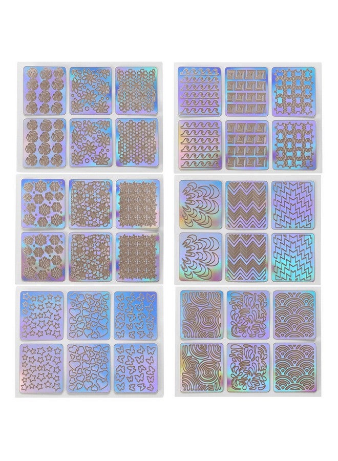 HUNCHA 24Pcs Nail Art Self-Adhesive Stencil Stickers Set Waterproof Salon Nail Stamping Printing Image Stamps Guides Decoration Manicure Tool - Image 4