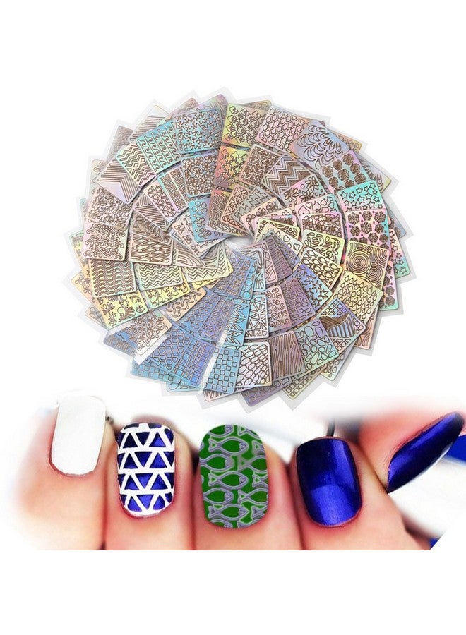 HUNCHA 24Pcs Nail Art Self-Adhesive Stencil Stickers Set Waterproof Salon Nail Stamping Printing Image Stamps Guides Decoration Manicure Tool - Image 3