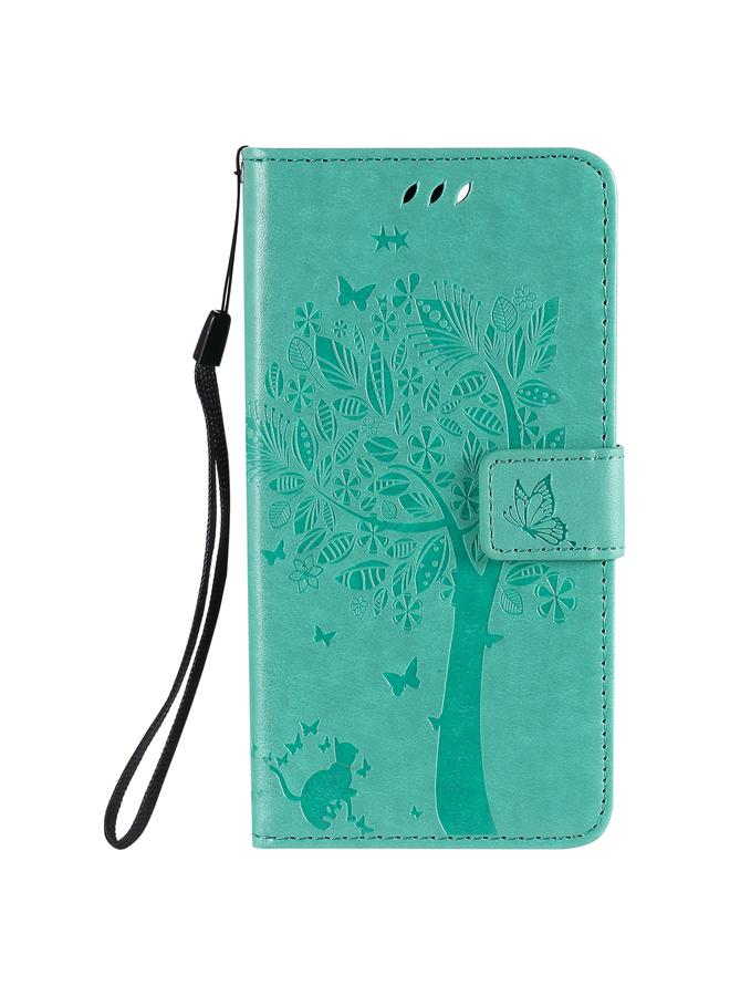 زبون جراب لهاتف Google Pixel 4a 5G / Pixel 5 XL، جراب جلدي أفقي قابل للطي بنقشة شجرة وقط مع حامل وفتحات للبطاقات ومحفظة وحبل تثبيت - Image 2