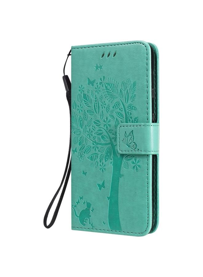 زبون جراب لهاتف Google Pixel 4a 5G / Pixel 5 XL، جراب جلدي أفقي قابل للطي بنقشة شجرة وقط مع حامل وفتحات للبطاقات ومحفظة وحبل تثبيت - Image 3