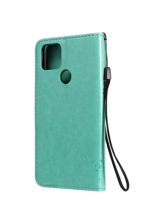 زبون جراب لهاتف Google Pixel 4a 5G / Pixel 5 XL، جراب جلدي أفقي قابل للطي بنقشة شجرة وقط مع حامل وفتحات للبطاقات ومحفظة وحبل تثبيت - Image 4