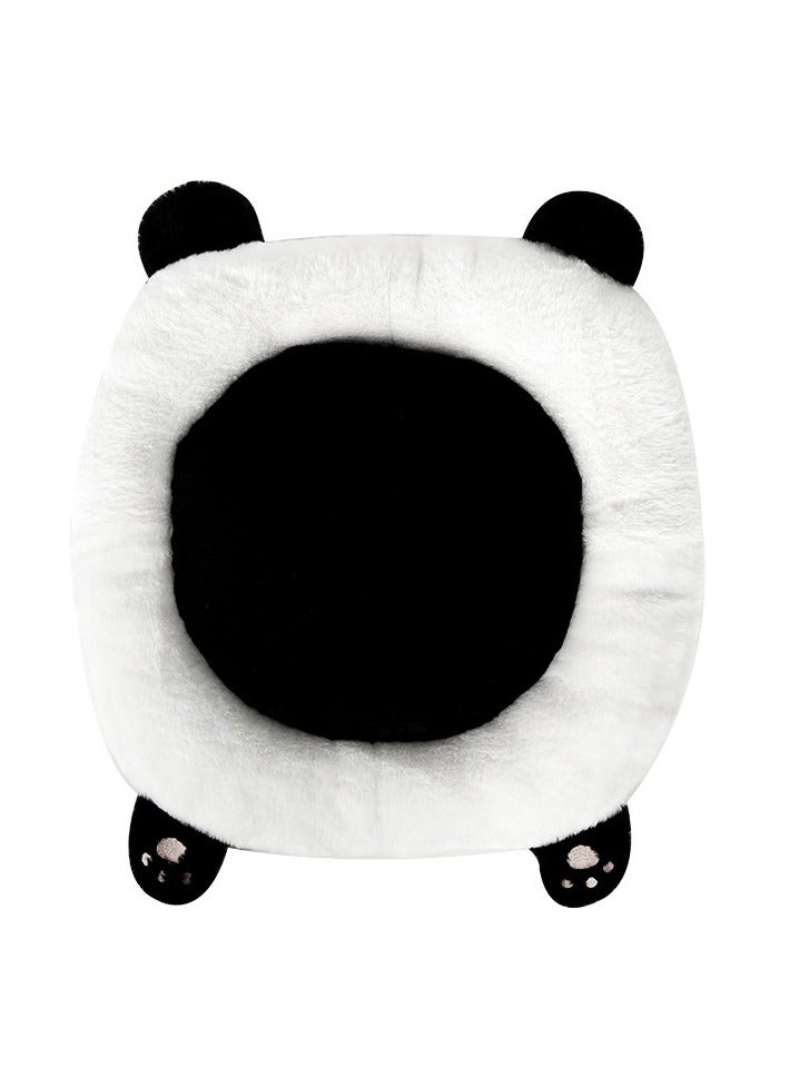 general Cute cartoon bear car seat covers designed for winter, made of long plush fabric, featuring warming and heating functions to prevent freezing. This set includes three pieces and is tailored for women. - Image 4