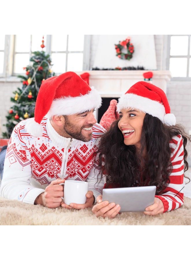 Maloun Santa Hat, Christmas Hat, Xmas Holiday Hat for Unisex Adults, Comfortable Thickened Plush Classic Red Santa Claus Hats, Christmas New Year Festive Holiday Party Supplies - Image 5