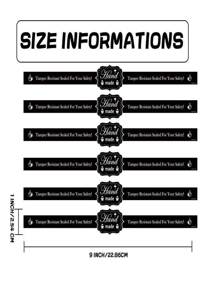 SMARSTICKER Food Retail Package Seal Stickers 9x1 Inch Safe Secure Tamper Evident Lids Stickers Tamper Proof Stickers 200 Pcs Tamper Evident Labels for Freshness Labels for Handmade Crafted Baking (Black) - Image 2