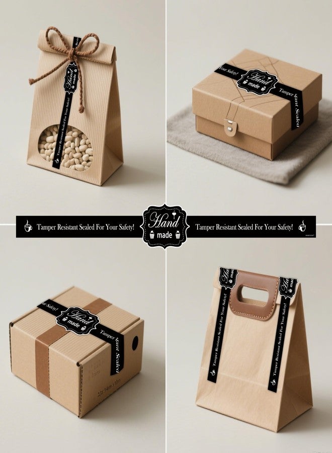 SMARSTICKER Food Retail Package Seal Stickers 9x1 Inch Safe Secure Tamper Evident Lids Stickers Tamper Proof Stickers 200 Pcs Tamper Evident Labels for Freshness Labels for Handmade Crafted Baking (Black) - Image 3