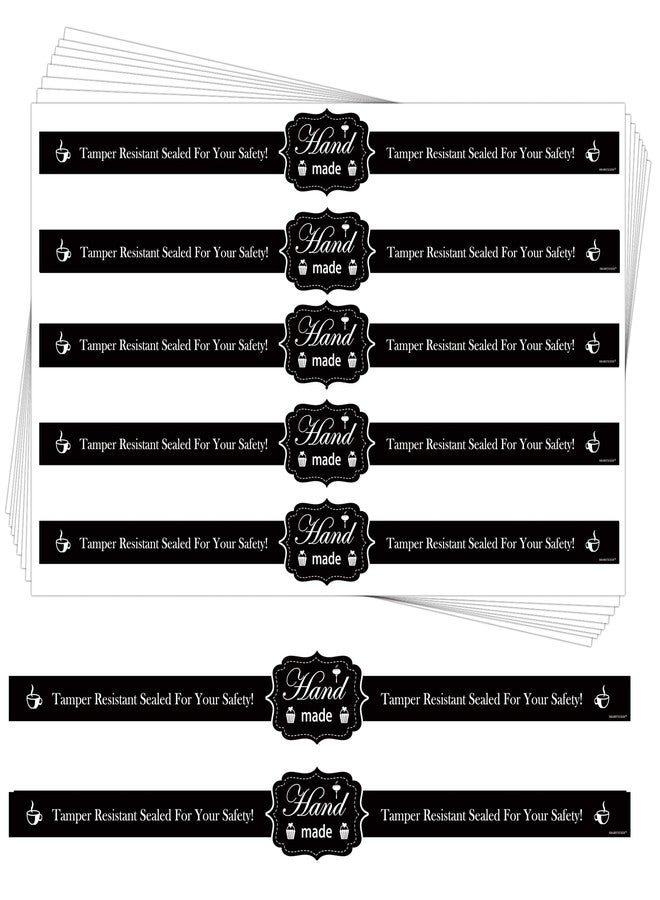 SMARSTICKER Food Retail Package Seal Stickers 9x1 Inch Safe Secure Tamper Evident Lids Stickers Tamper Proof Stickers 200 Pcs Tamper Evident Labels for Freshness Labels for Handmade Crafted Baking (Black) - Image 1