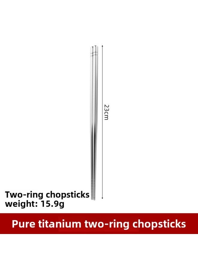 Ultra-Lightweight Pure Titanium Outdoor Dining Set Camping Spoon Fork Chopsticks Kit Picnic Travel Hiking Portable Cutlery Set-Specifications:two-ring Chopsticks - Image 1