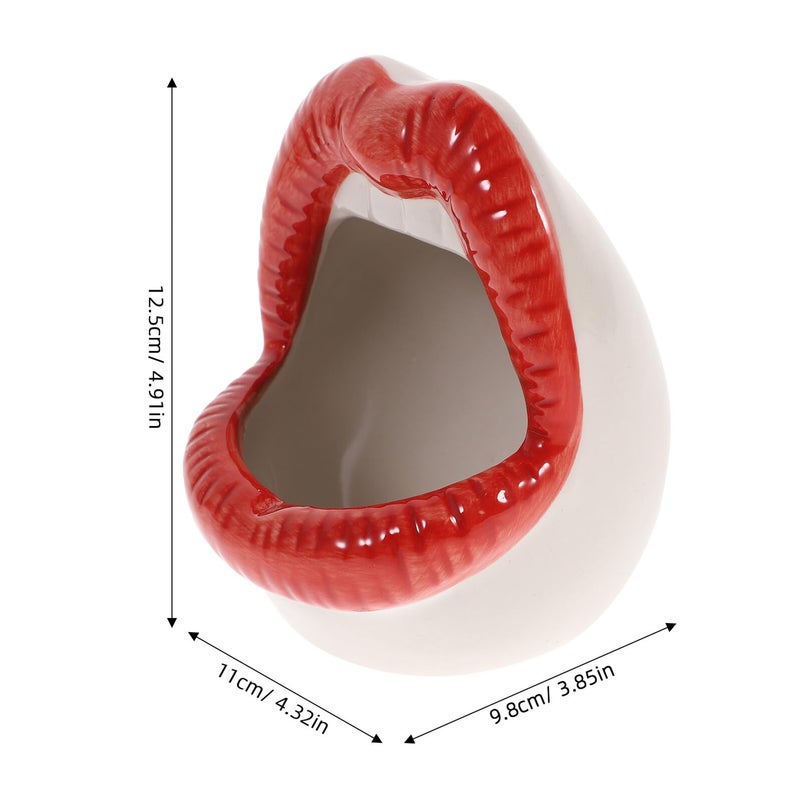 صحن رماد سيراميك كبير الفم باللون الأحمر للديكور للاستخدام في المنزل والبار والشرفة للتدخين - Image 3
