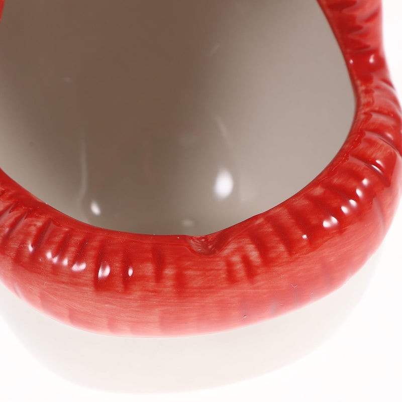 صحن رماد سيراميك كبير الفم باللون الأحمر للديكور للاستخدام في المنزل والبار والشرفة للتدخين - Image 5