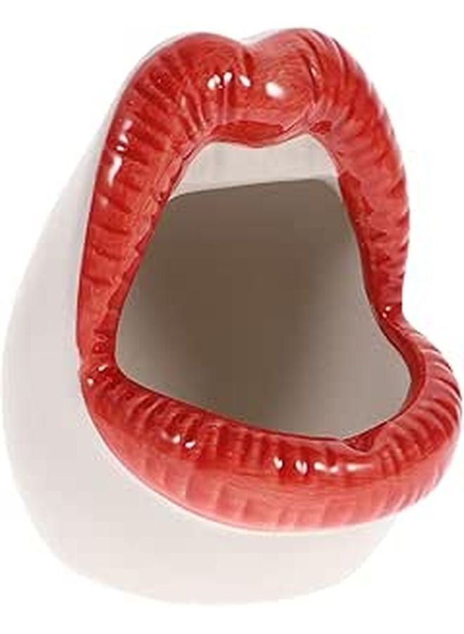 صحن رماد سيراميك كبير الفم باللون الأحمر للديكور للاستخدام في المنزل والبار والشرفة للتدخين - Image 1