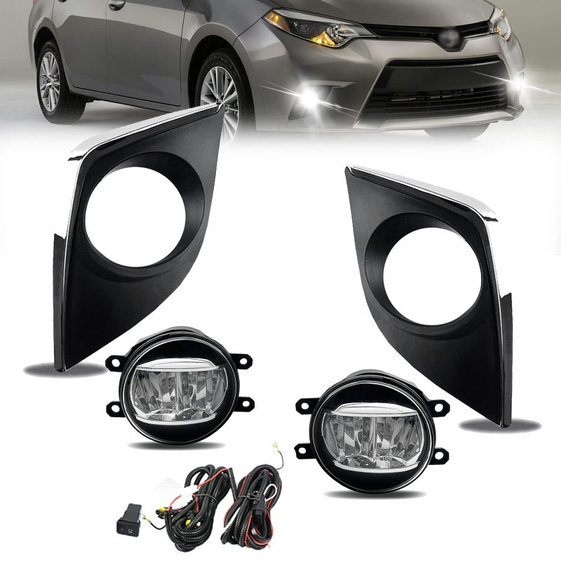 LED Fog Lights for 2014 2015 2016 CorollaAltis CE ECO L LE with LED Bulb  Switch and Wiring Kit Clear Lens