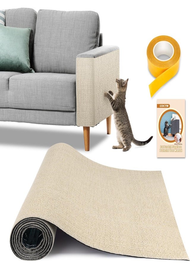 COCTN Cat Scratch Couch Furniture Protector, 90" x 16" Trimmable Anti-Scratch Couch Protector from Cat Claws with Double Self-Adhesive Carpet, Great for Sofa & Indoor Wooden Furniture (Off White) - Image 1