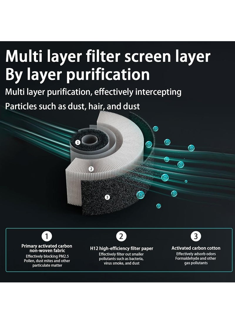 Car Air Purifier, Portable Ionizer Air Purifier, Mini Air Purifier with HEPA Filter, Atmosphere light function with LED running lights, Quiet Operation Air Purifier, for Car, Home, Office, Black - Image 5