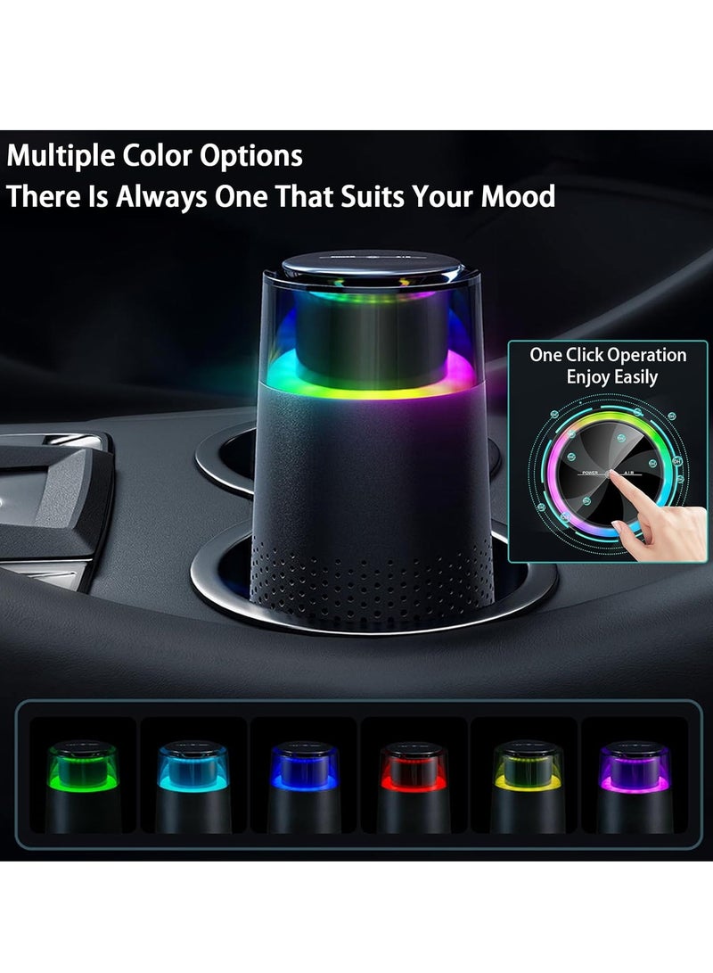 Car Air Purifier, Portable Ionizer Air Purifier, Mini Air Purifier with HEPA Filter, Atmosphere light function with LED running lights, Quiet Operation Air Purifier, for Car, Home, Office, Black - Image 3