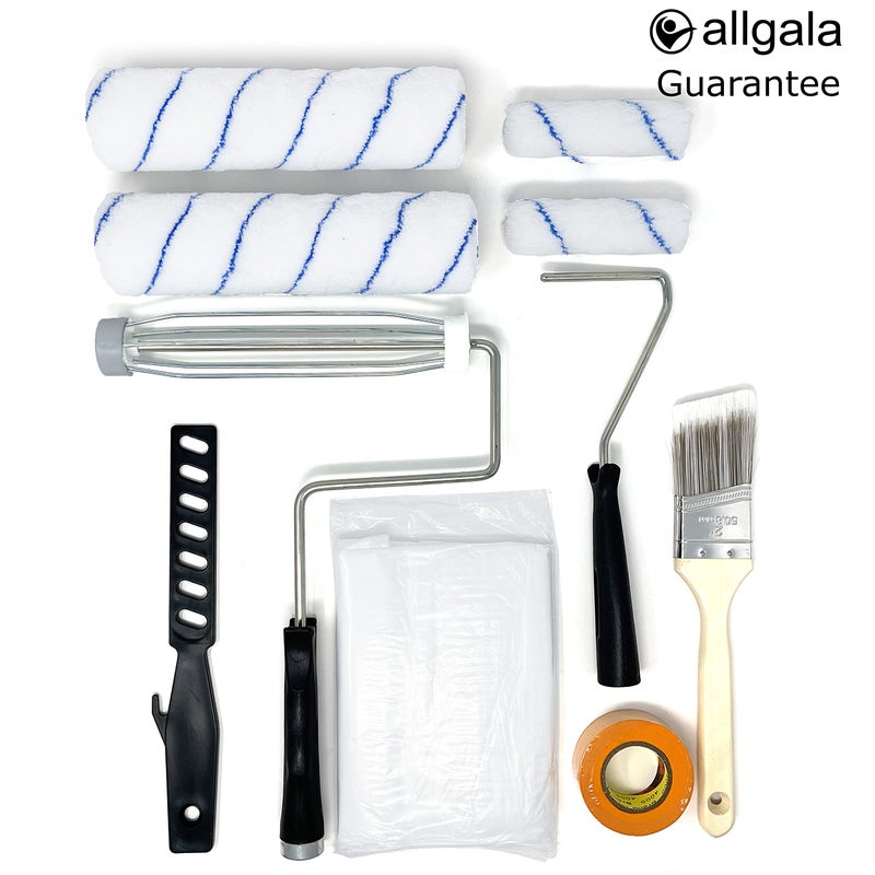 allgala طقم رول الطلاء Allgala 12 قطعة متميزة مع إطارات الرول، الأغطية، صينية فولاذية، فرشاة، خلاط، شريط لاصق وغيرها - TH10302 - Image 5