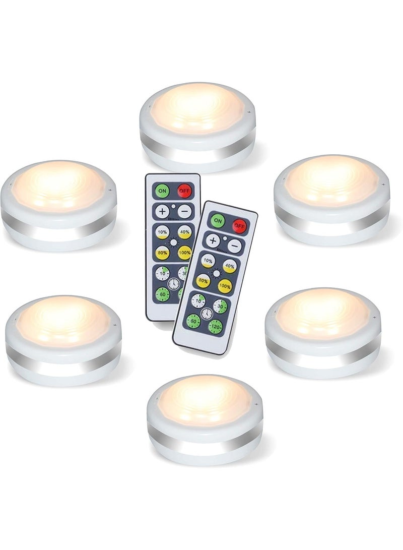 Battery Operated Puck Lights with Remote, Wireless Led Under Cupboard Light with Remote Control, Under Cabinet Lighting, Stair Closet Lights (Natural White/White) - Image 1