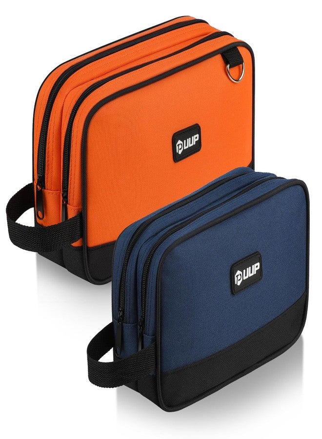 UUP Zipper Tool Pouch 2 Pack, Two Compartments Small Tool Bag, 10 12 inch Utility ToolBag with Carrying Handle, Tools Storage Organizer for Electrician Mechanic, Dad Mens Gifts, Orange/Blue - Image 1