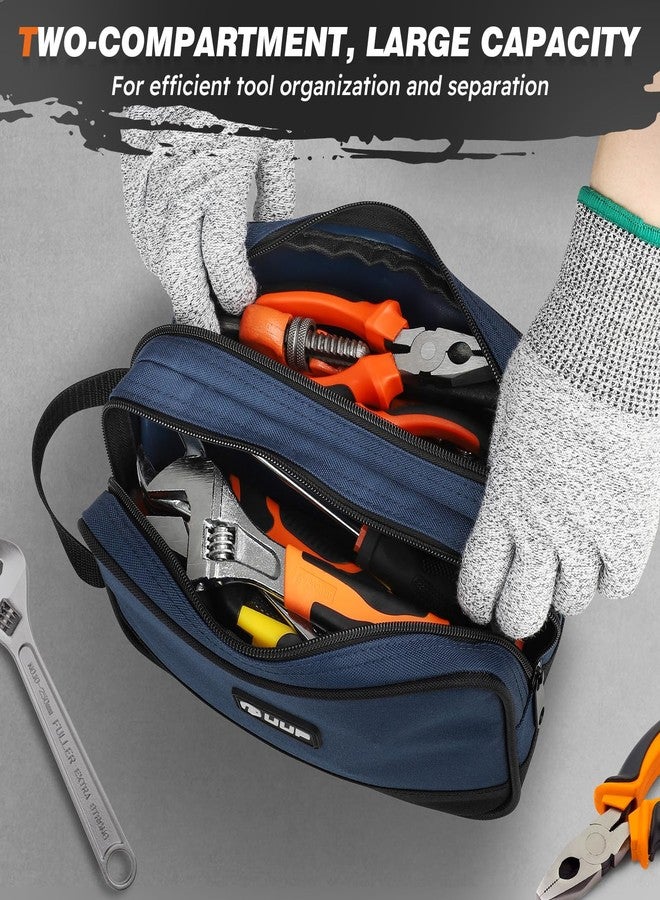 UUP Zipper Tool Pouch 2 Pack, Two Compartments Small Tool Bag, 10 12 inch Utility ToolBag with Carrying Handle, Tools Storage Organizer for Electrician Mechanic, Dad Mens Gifts, Orange/Blue - Image 3