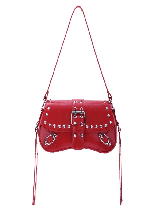 Fecialy Women's Y2k Shoulder Bag Handbag Studded Punk Rivet Purse Goth Trendy Leather Bags - Image 1