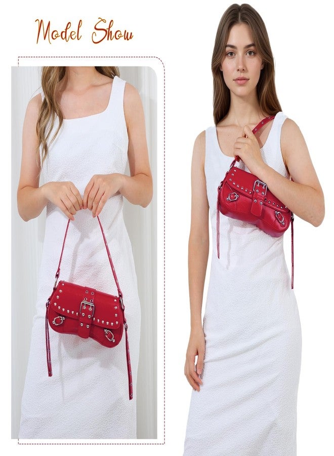 Fecialy Women's Y2k Shoulder Bag Handbag Studded Punk Rivet Purse Goth Trendy Leather Bags - Image 2