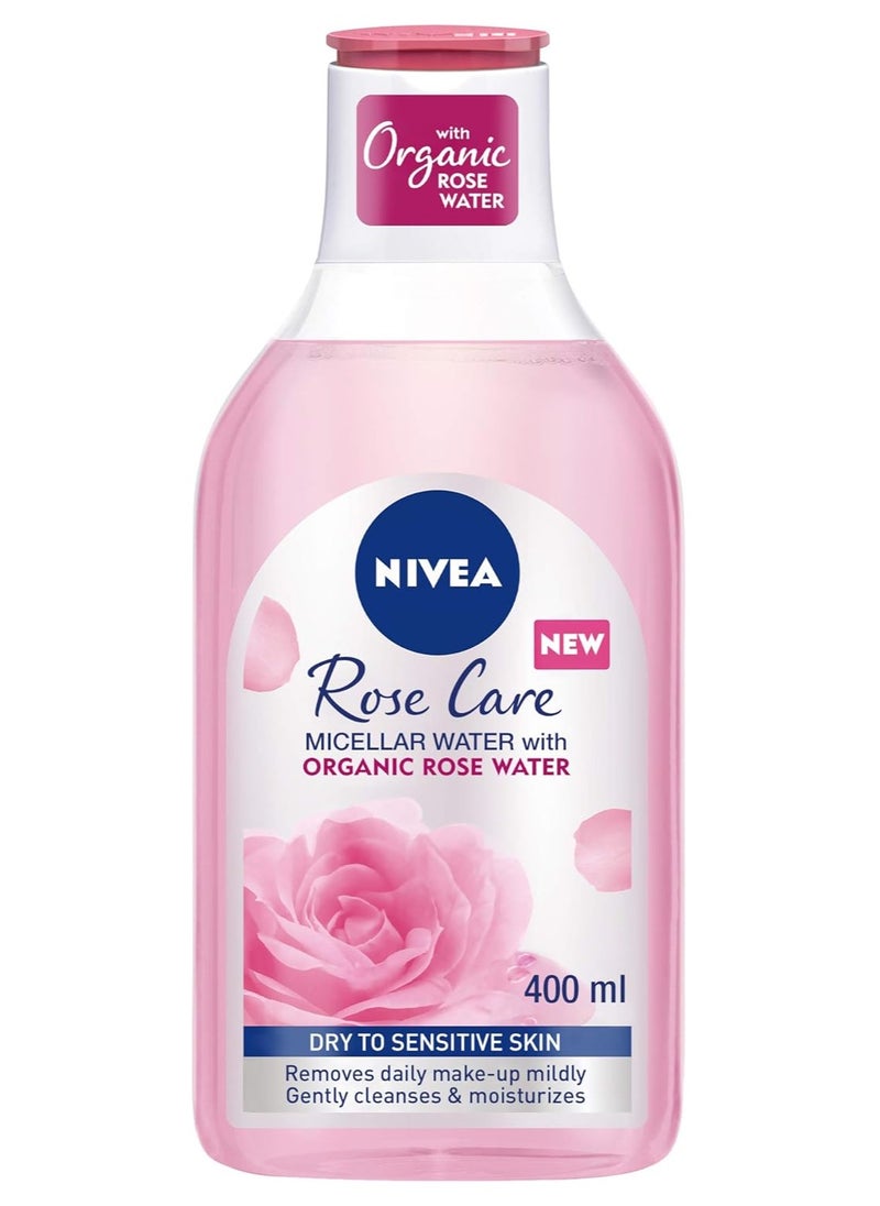 Nivea Face Micellar with Organic Rose Water Makeup Remover, Rose Care Dry and Sensitive Skin, 400ml  - Image 1