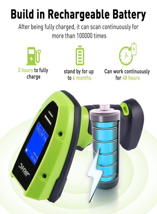 JRHC Barcode Scanner Wireless, 1D 2D Automatic Bar Code Scanner with 1.8 Inch Display Screen, Rechargeable Handhold Barcode Reader with 2.4G Wireless Dongle Built in Stand Plug and Play - Image 4