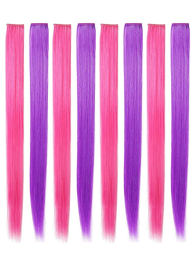 إستيل قطع شعر مستعار للمراهقين مشابك مستقيمة في وصلات شعر ملونة للبنات باللون البنفسجي والوردي - Image 1