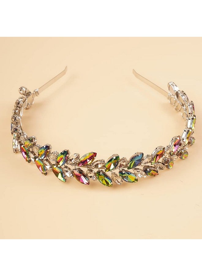 BERYUAN Bridal Tiaras And Crowns Crystal Wedding Headband Teardrop Crystal Wedding Hair Accessories Colorful Crystal Wedding Headbands For Women And Flower Girls (Colorful) - Image 2