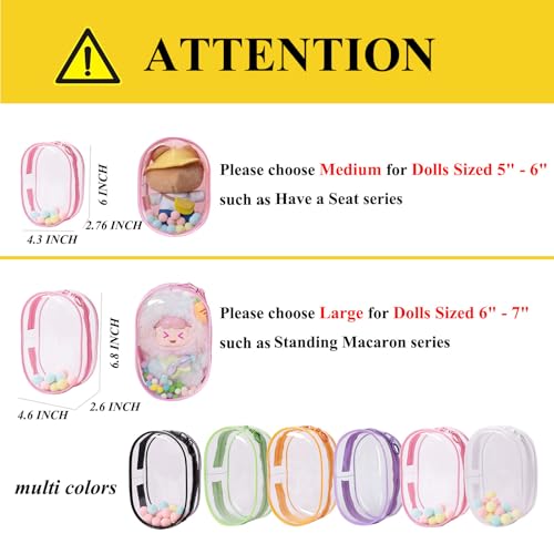Yushen Large Doll Carrying Case for 18cm Plushies, Clear Figure Display Bag with Keychain, 7in Doll Carrying Case Keychain Pouch Charms for Collectibles - Image 2