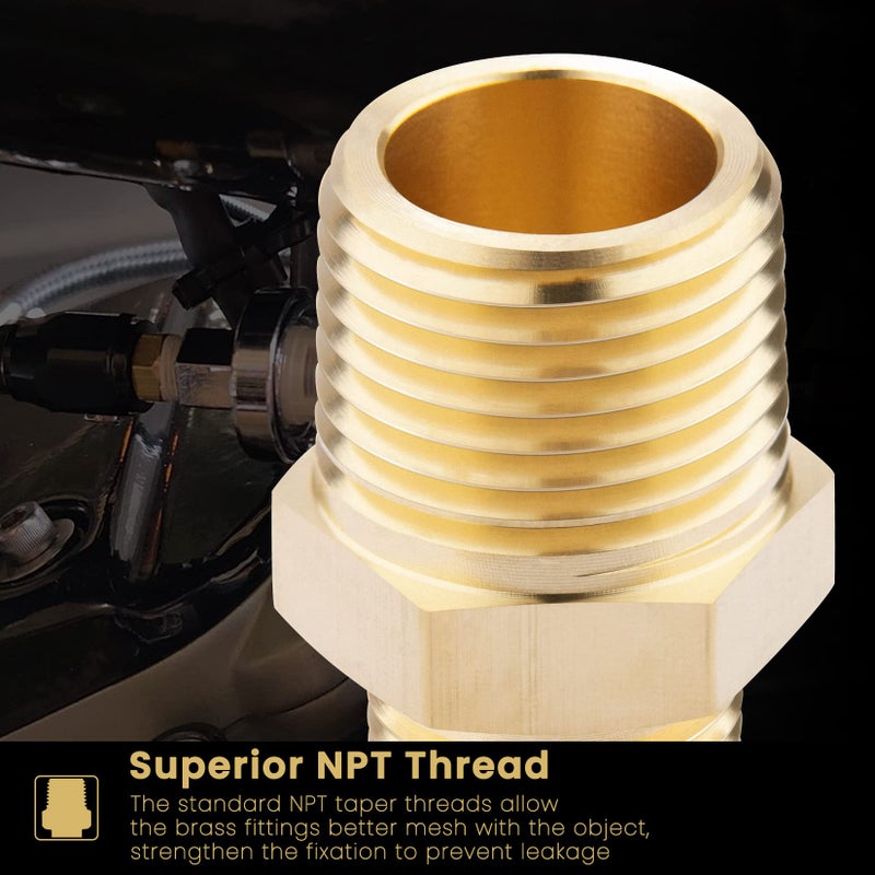 KOOTANS 1/2 NPT x 3/8 NPT Male Solid Brass Hex Nipples, Heavy Brass Pipe Adapter Fittings Reducing Nipple Connectors 4Pieces - Image 4