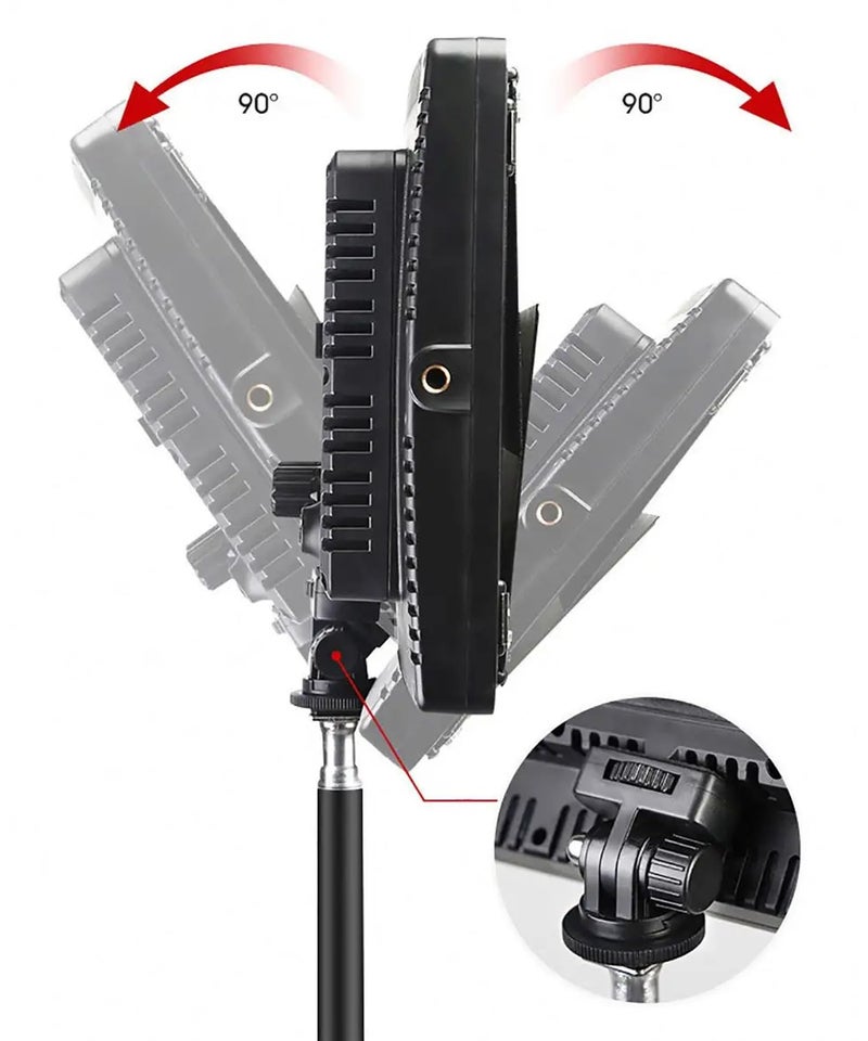 ADZOY Premium Combo of Pro LED 800 Upto 14 Inch with 1200 LED Light | Camera Flash | Power Adaptor | Dimming Knobs | 7 Feet Adjustable Metal Tripod with Clamp & Bracket for Video Photo Studio Lighting - Image 4
